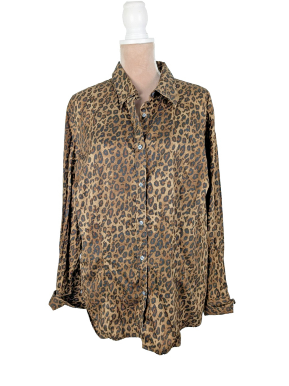 Lauren Ralph Lauren Blouse Shirt Top Cheetah Animal Print Sz 3X Classic Retro
